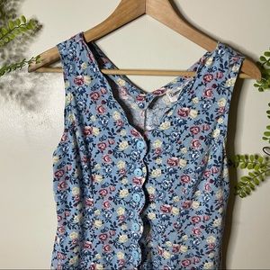 bonnie evans vintage blue floral romper buttons